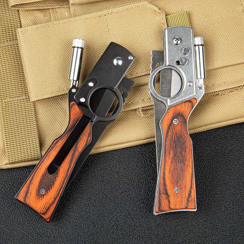 Whomyis 2 Pcs Pocket Knife Ak47 Folding Knife Stainless Steel Blade Lightweight Wooden Handle, Gifts for Men - Image 5